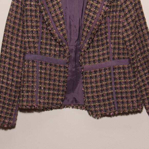 Vintage True Meaning Blazer Jacket Size Large Open front Plaid Peplum - Picture 4 of 10
